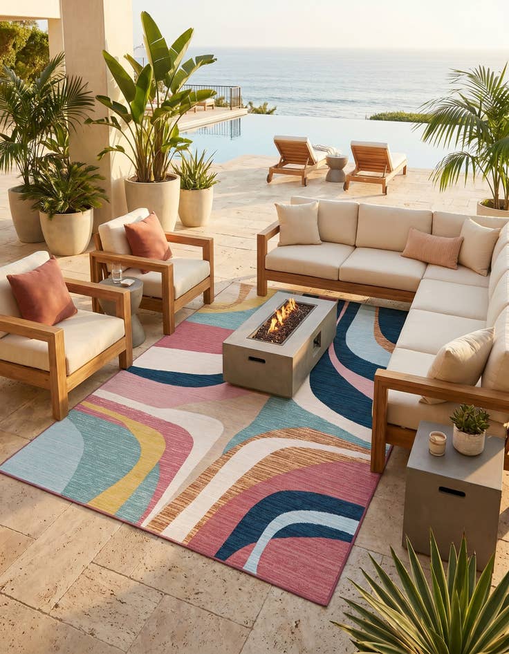 Detail image of 6' x 9' Easy-Clean Modern Indoor / Outdoor Rug