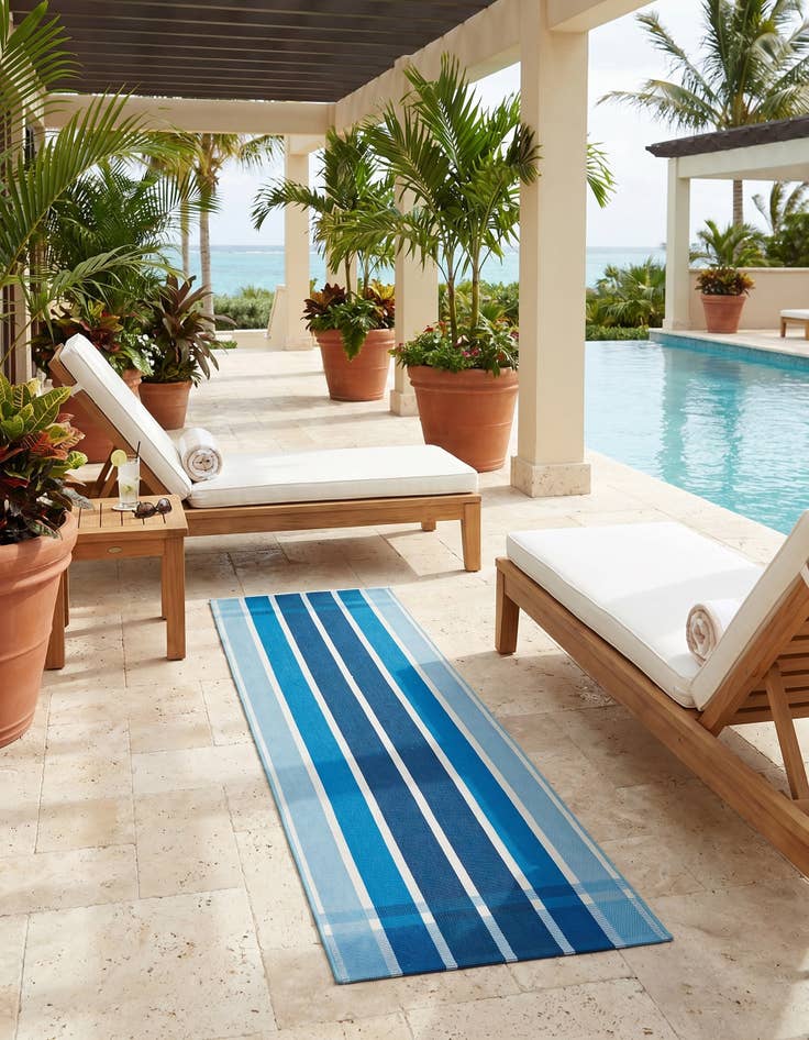 Detail image of 2' x 6' Easy-Clean Striped Indoor / Outdoor Runner Rug