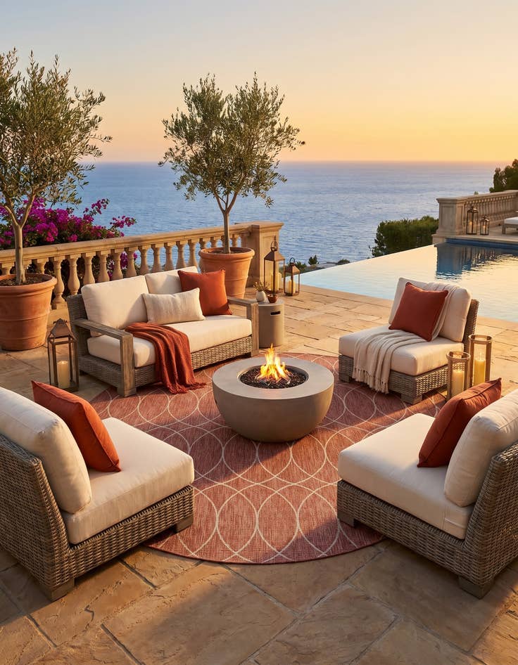 Detail image of 10' x 10' Easy-Clean Trellis Indoor / Outdoor Round Rug