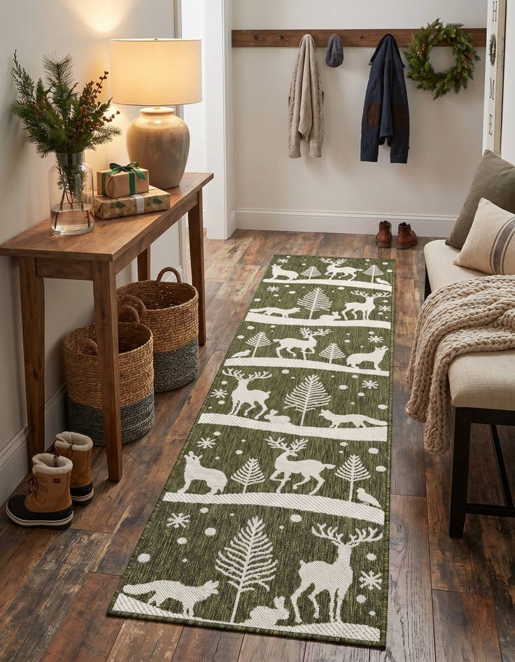 Detail image of 2' x 8' Easy-Clean Holiday Indoor / Outdoor Runner Rug