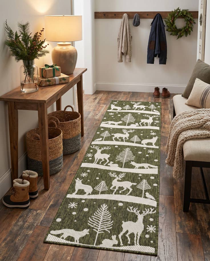 Detail image of 2' x 8' Easy-Clean Holiday Indoor / Outdoor Runner Rug