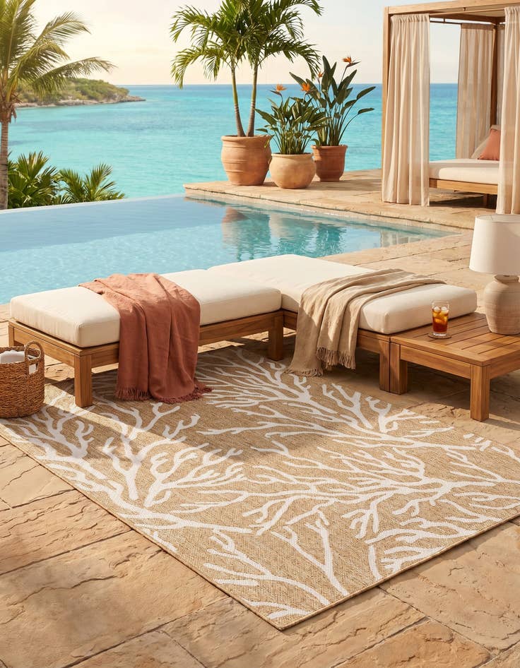 Detail image of 5' 3 x 7' Easy-Clean Coastal Indoor / Outdoor Rug