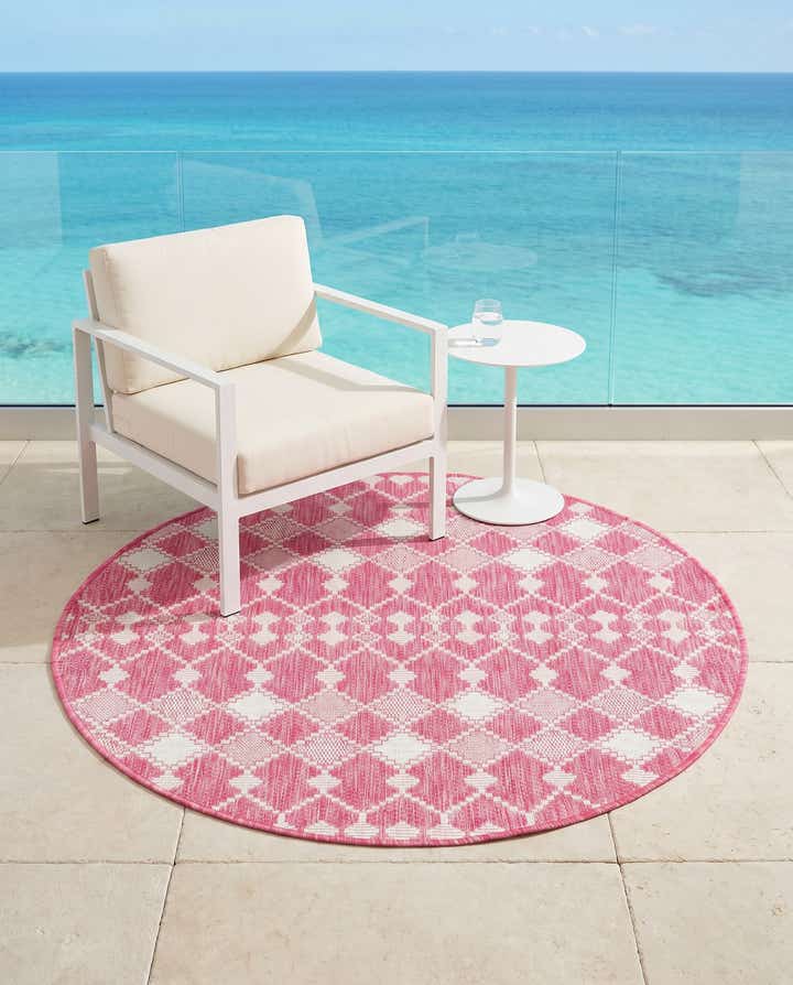 4' x 4' Easy-Clean Trellis Indoor / Outdoor Round Rug