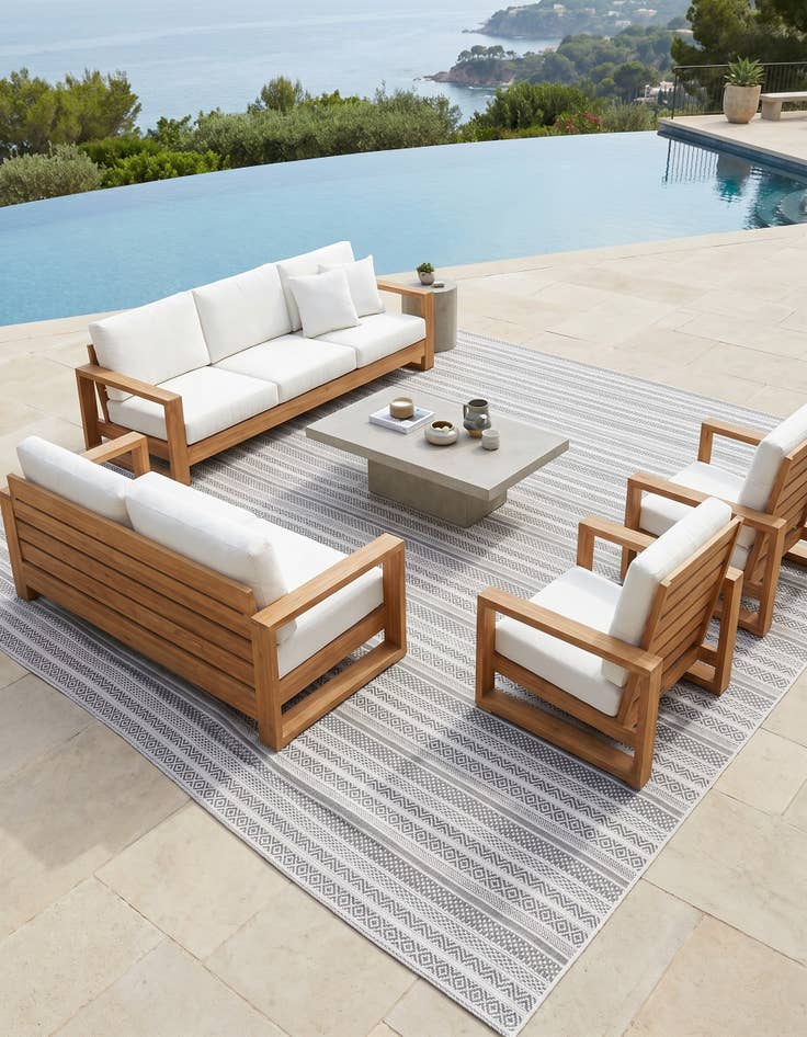 Detail image of 10' x 10' Easy-Clean Striped Indoor / Outdoor Square Rug