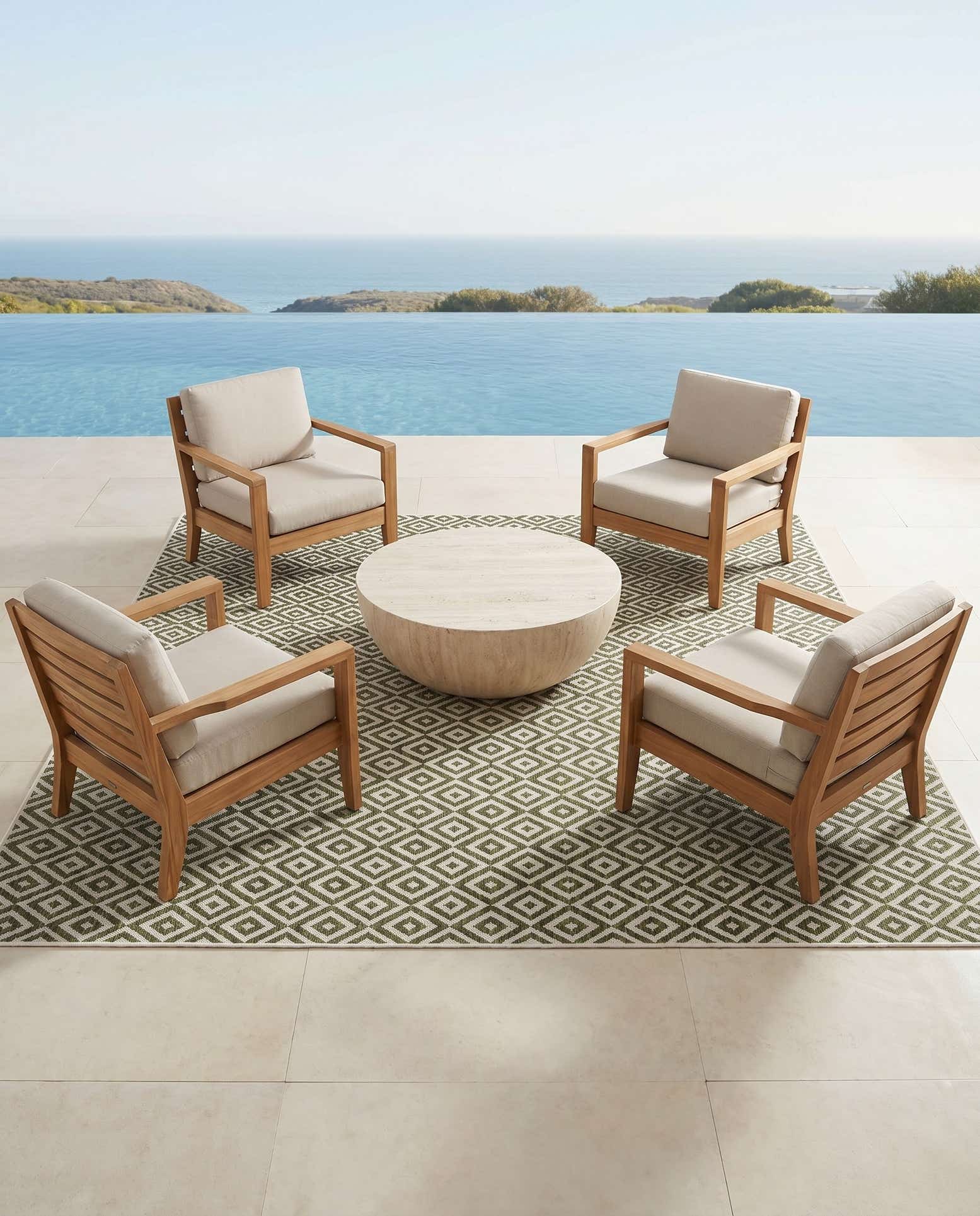 7' 10 x 7' 10 Easy-Clean Jill Zarin Costa Rica Indoor / Outdoor Square Rug