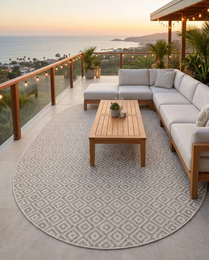 Detail image of 7' 10 x 10' Easy-Clean Jill Zarin Costa Rica Indoor / Outdoor Oval Rug
