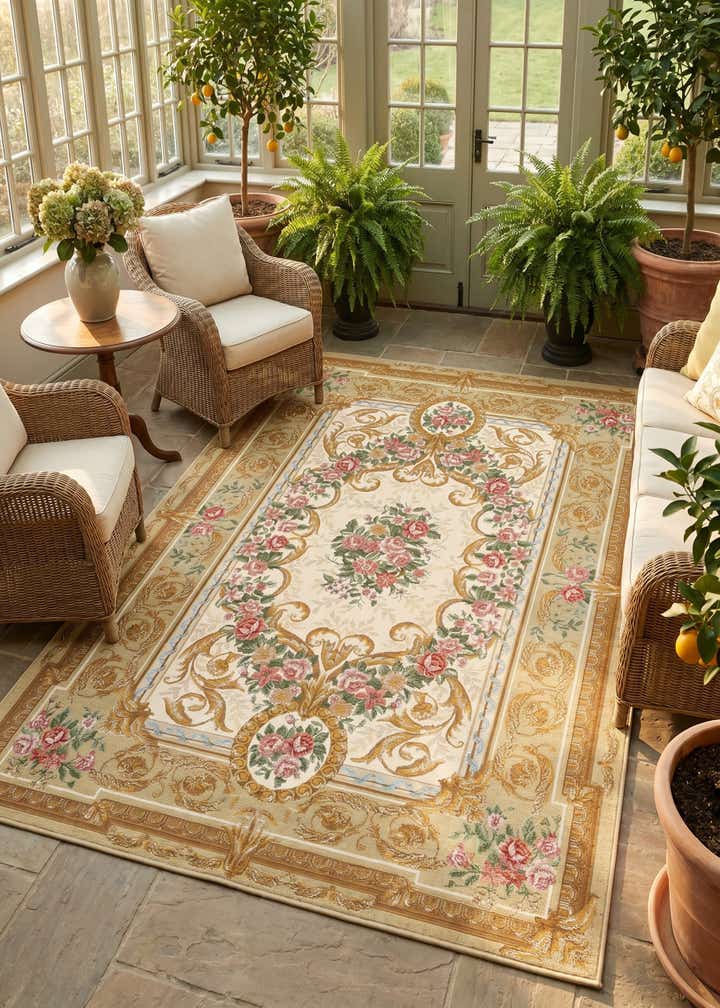5' x 8' Easy-Clean Traditional Indoor / Outdoor Rug