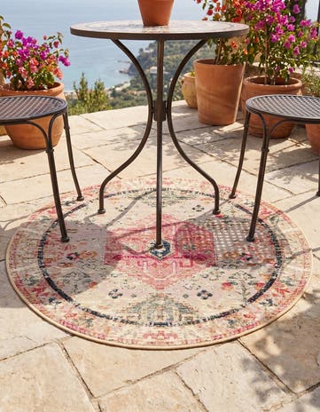 3' x 3' Easy-Clean Traditional Indoor / Outdoor Round Rug