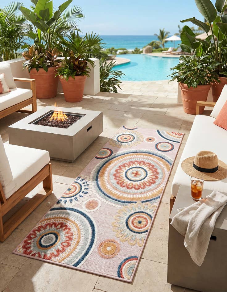 Detail image of 2' 2 x 5' 3 Easy-Clean Botanical Indoor / Outdoor Runner Rug