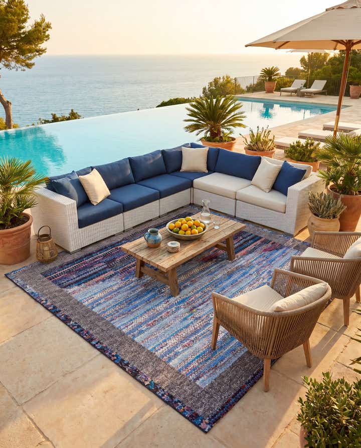 10' x 10' Easy-Clean Modern Indoor / Outdoor Square Rug