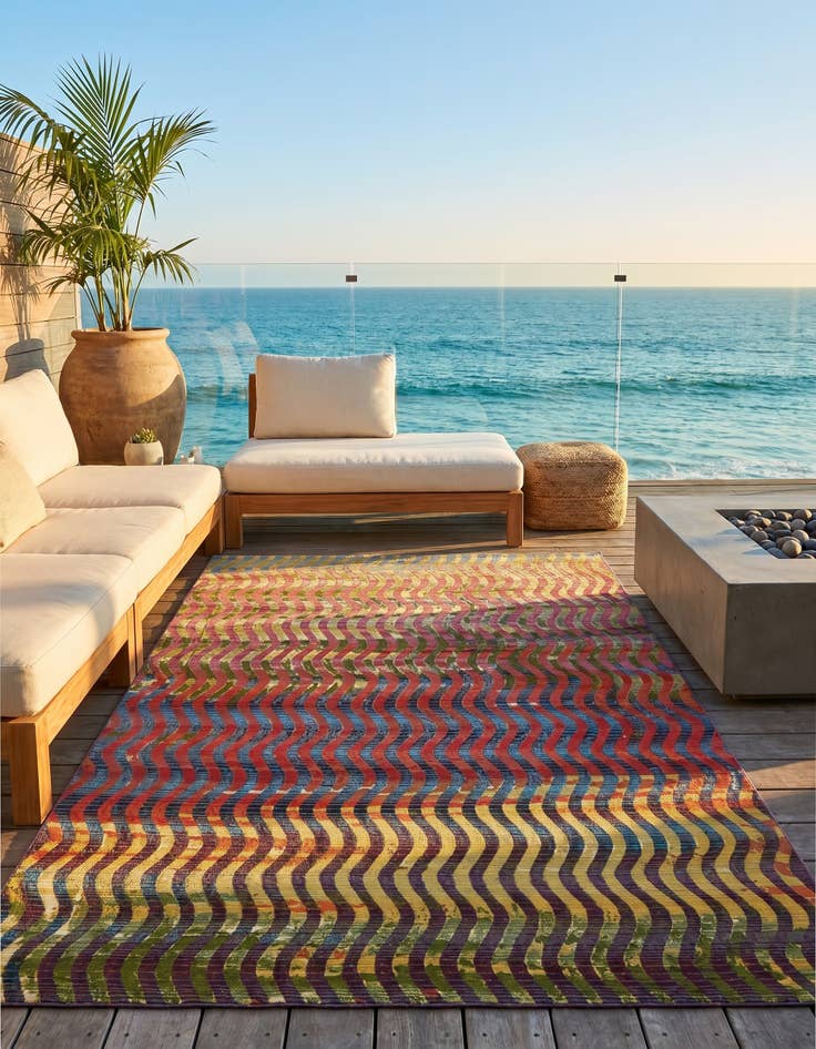 Detail image of 5' 3 x 8' Easy-Clean Modern Indoor / Outdoor Rug