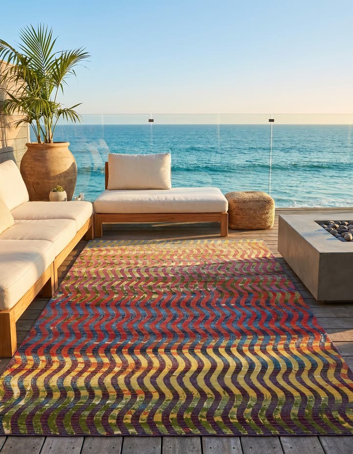 5' 3 x 8' Easy-Clean Modern Indoor / Outdoor...