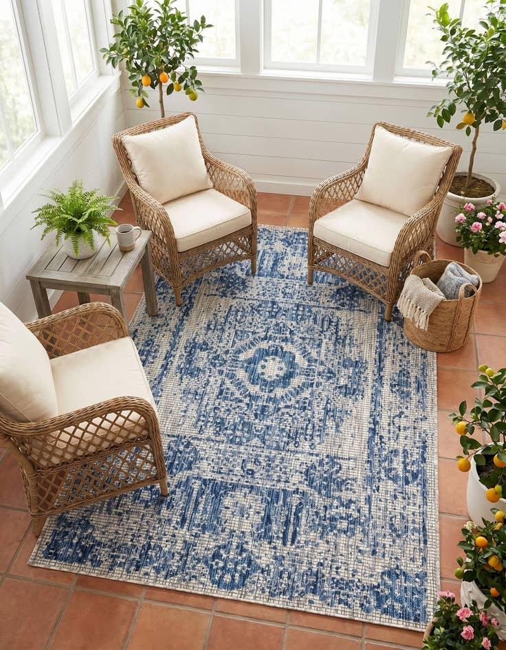 Detail image of 4' x 6' Easy-Clean Traditional Indoor / Outdoor Rug