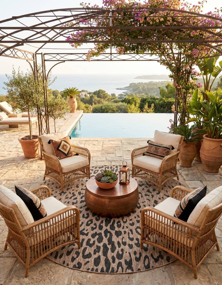 Detail image of 7' 10 x 7' 10 Easy-Clean Safari Indoor / Outdoor Round Rug