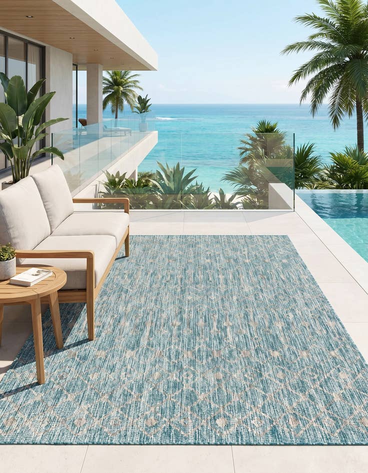 Detail image of 5' 3 x 8' Easy-Clean Lattice Indoor / Outdoor Rug