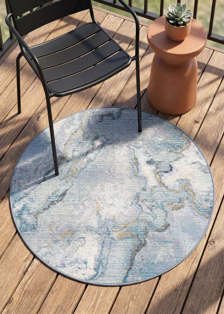 3' 3 x 3' 3 Easy-Clean Modern Indoor / Outdoor Round Rug
