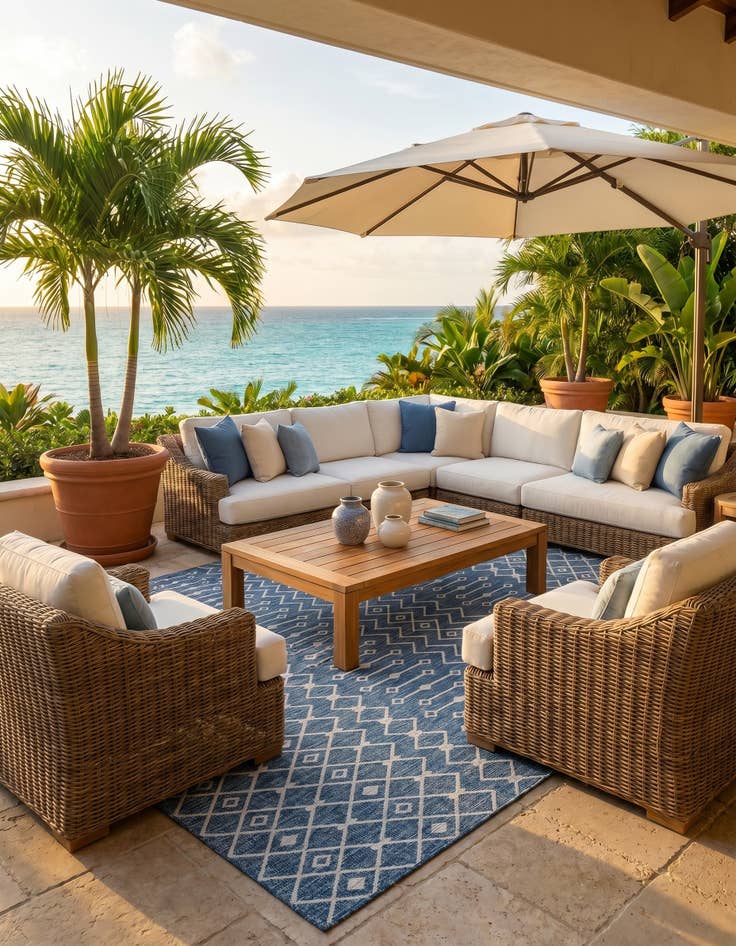 Detail image of 10' x 14' Easy-Clean Lattice Indoor / Outdoor Rug