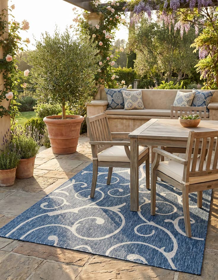 Detail image of 5' 3 x 8' Easy-Clean Botanical Indoor / Outdoor Rug