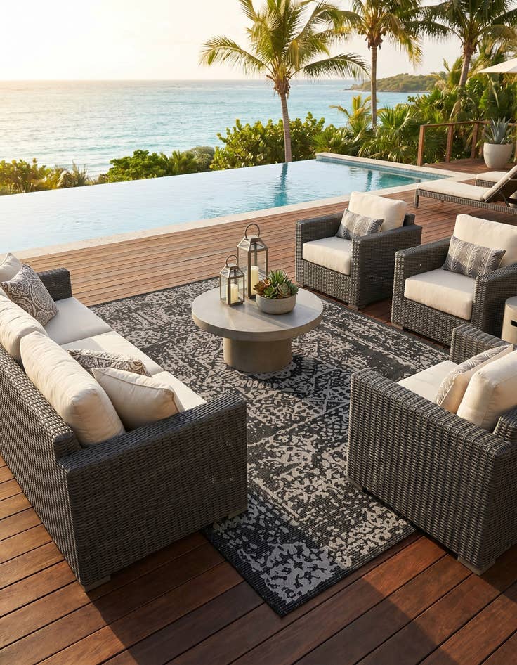 Detail image of 7' 10 x 10' Easy-Clean Traditional Indoor / Outdoor Rug