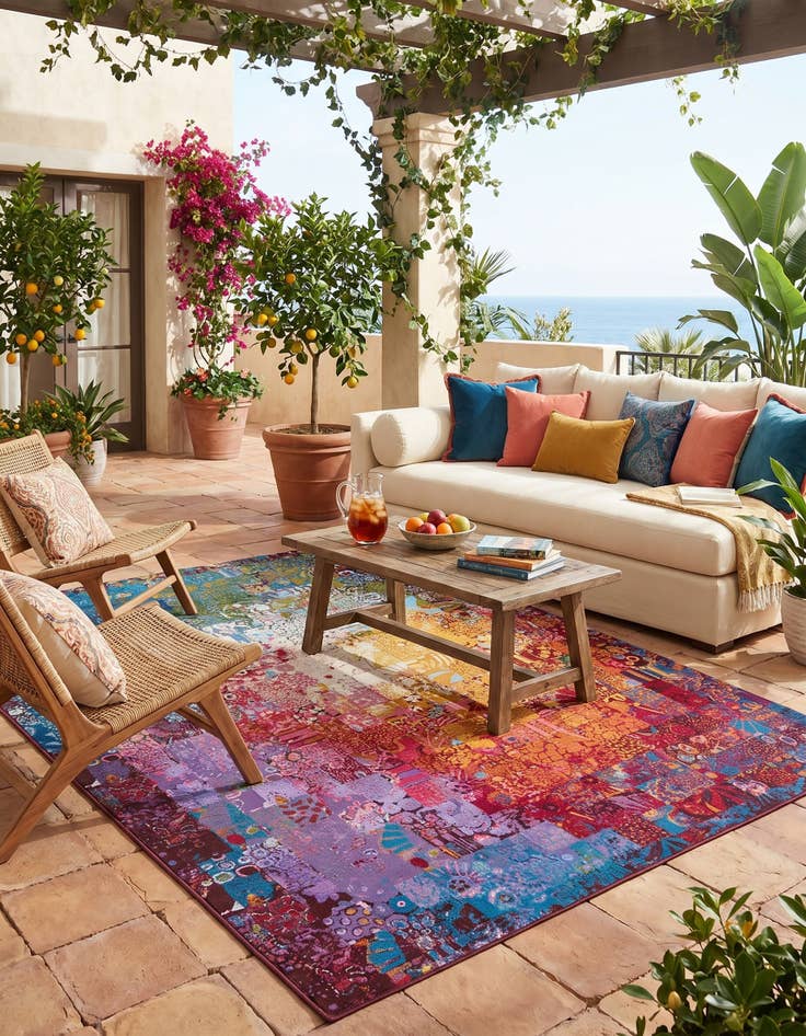 Detail image of 9' x 12' Easy-Clean Modern Indoor / Outdoor Rug