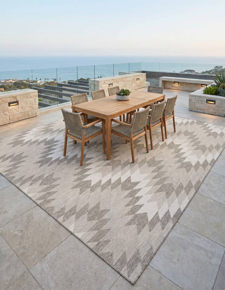 Detail image of 13' x 13' Easy-Clean Modern Indoor / Outdoor Square Rug