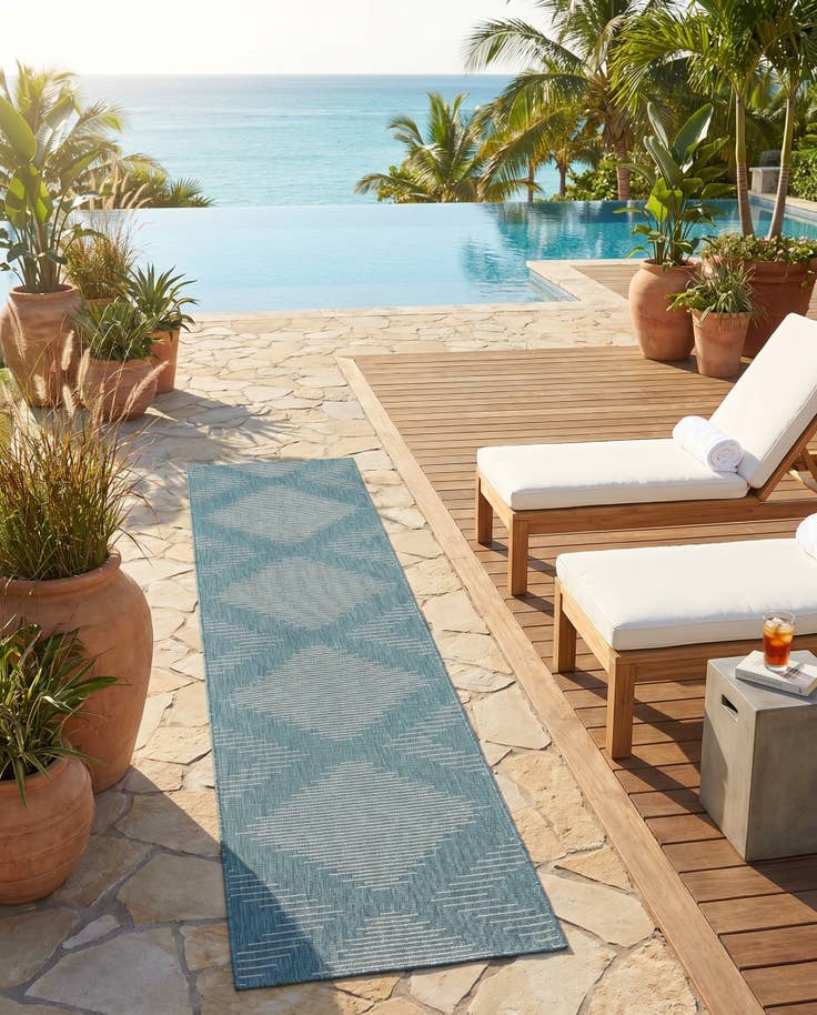 Detail image of 3' 3 x 14' Easy-Clean Modern Indoor / Outdoor Runner Rug
