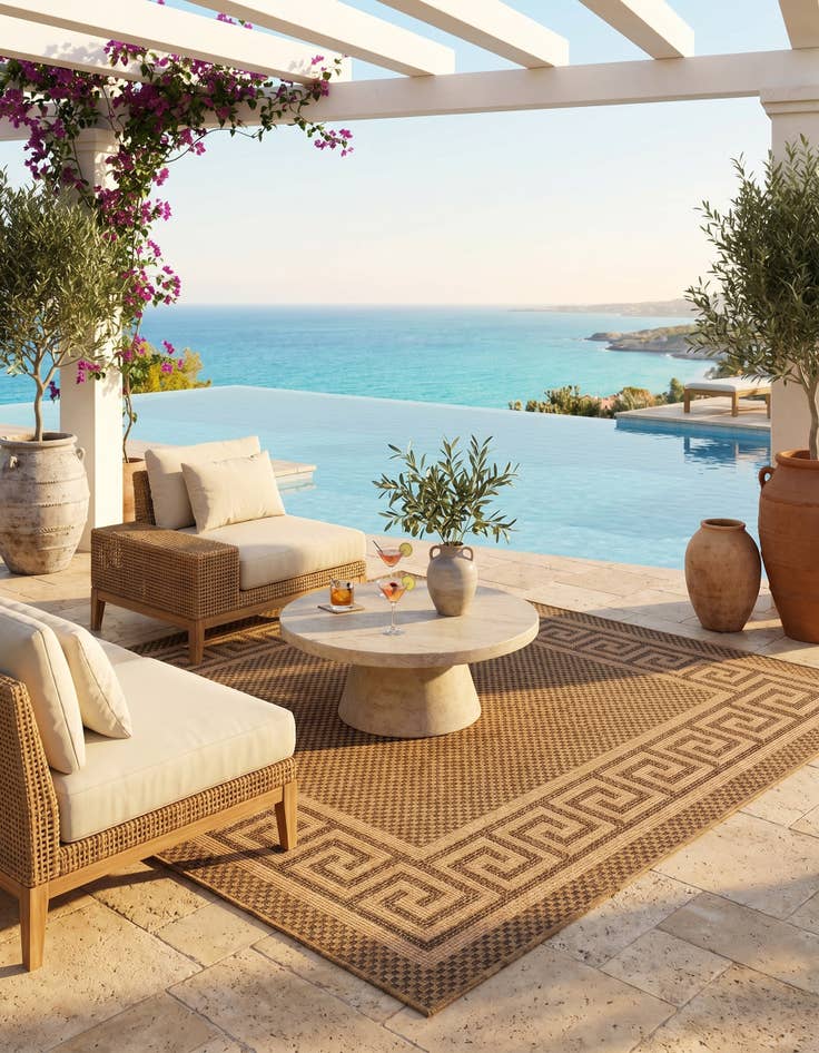 Detail image of 6' x 6' Easy-Clean Border Indoor / Outdoor Square Rug