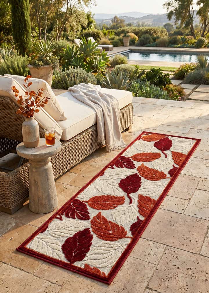 2' x 6' Easy-Clean Botanical Indoor / Outdoor Runner Rug