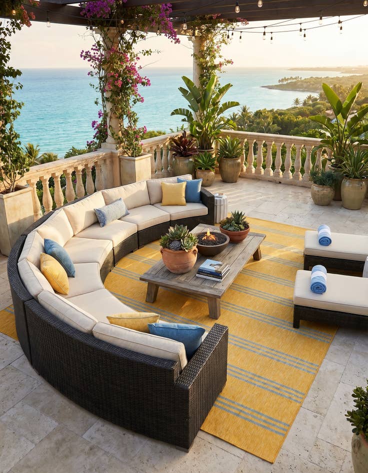 Detail image of 13' x 13' Easy-Clean Jill Zarin Anguilla Indoor / Outdoor Square Rug