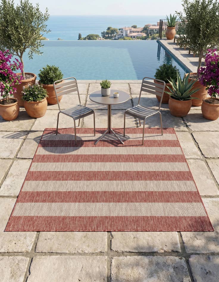 Detail image of 5' 3 x 5' 3 Easy-Clean Ribbon Indoor / Outdoor Square Rug