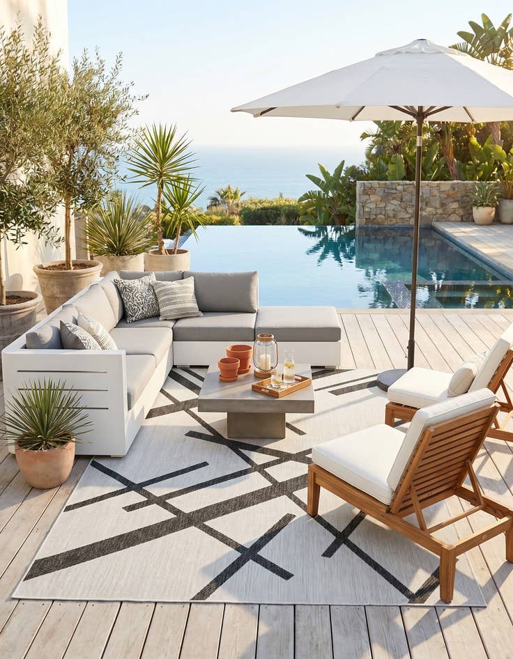 Detail image of 7' 10 x 10' Easy-Clean Modern Indoor / Outdoor Rug