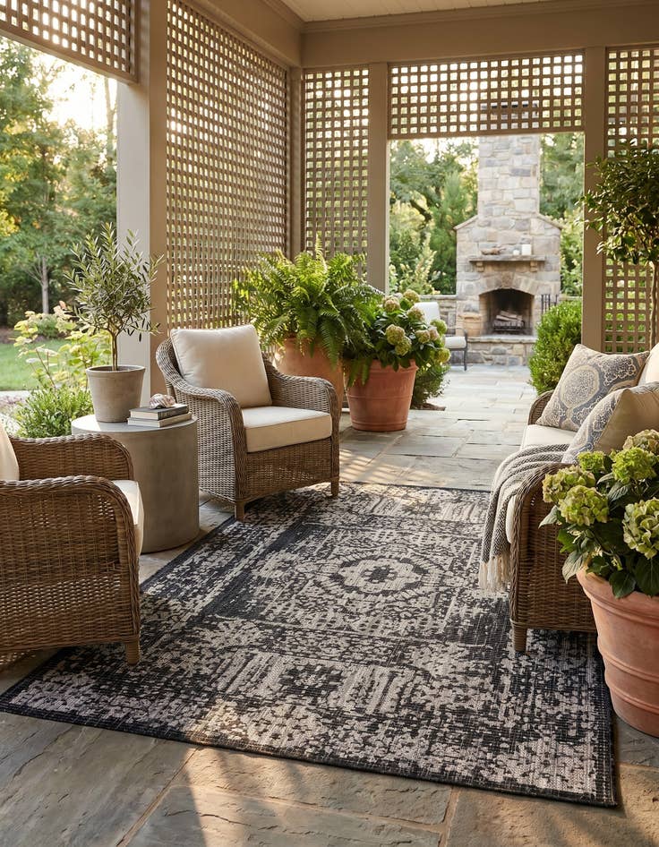 Detail image of 4' x 6' Easy-Clean Traditional Indoor / Outdoor Rug