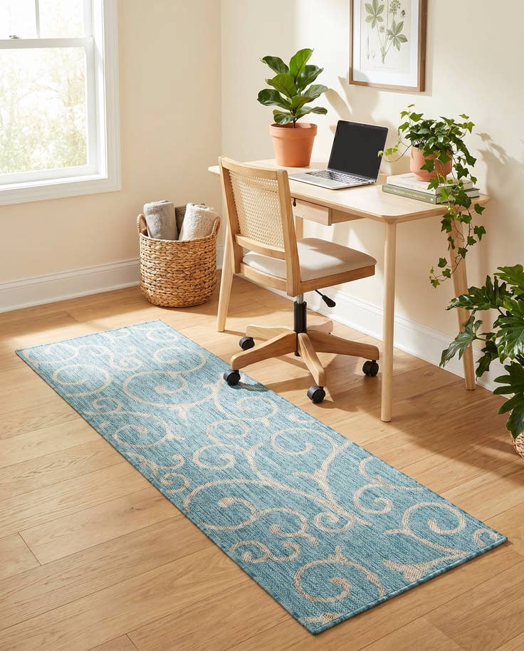 Detail image of 2' x 6' Easy-Clean Botanical Indoor / Outdoor Runner Rug