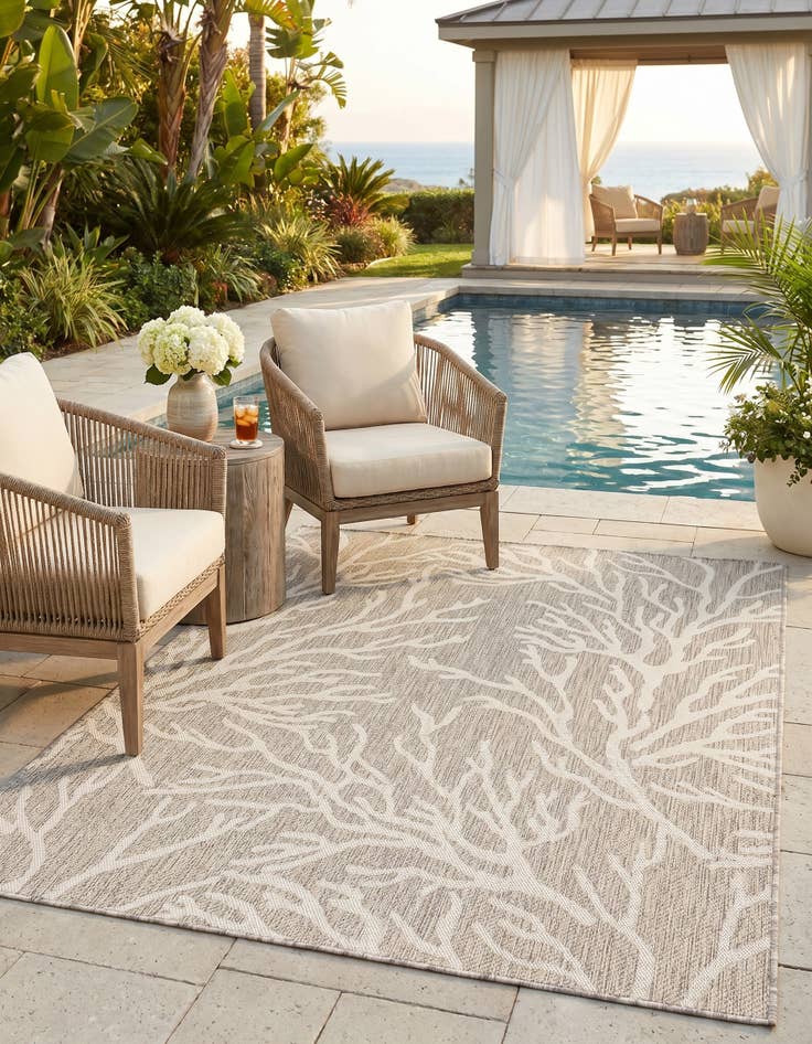 Detail image of 5' 3 x 7' Easy-Clean Coastal Indoor / Outdoor Rug