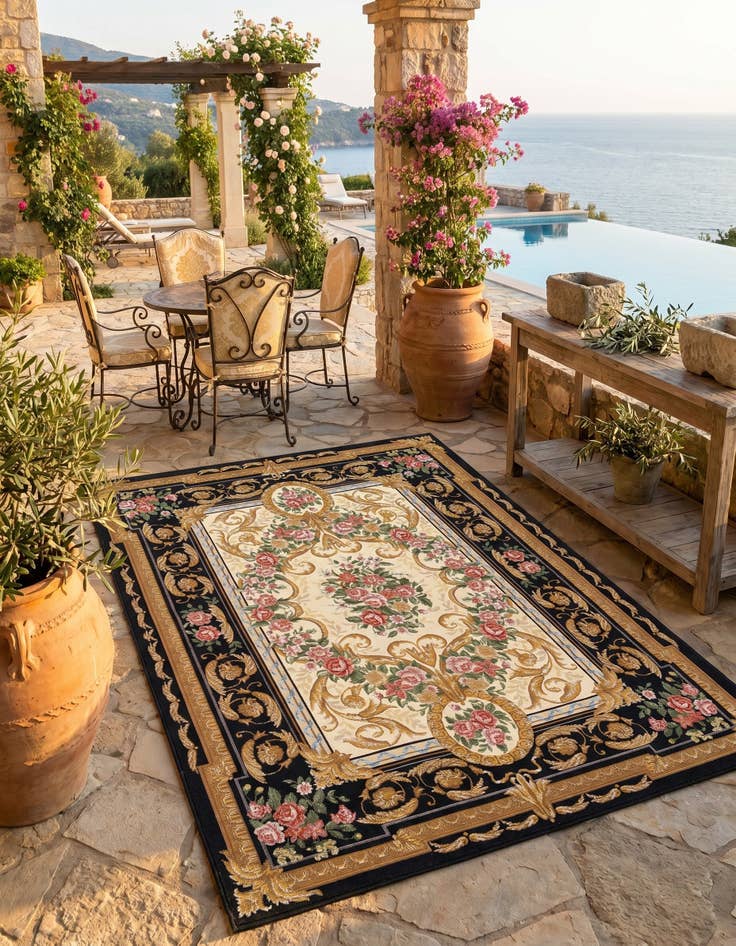 Detail image of 5' x 7' Easy-Clean Traditional Indoor / Outdoor Rug