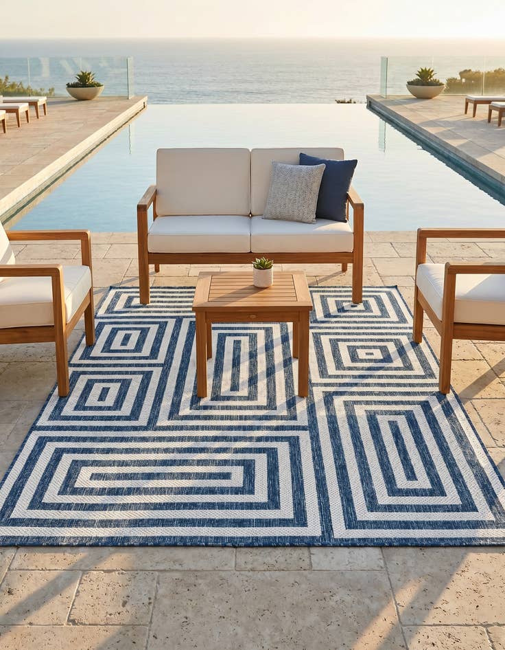 Detail image of 5' 3 x 7' Easy-Clean Modern Indoor / Outdoor Rug