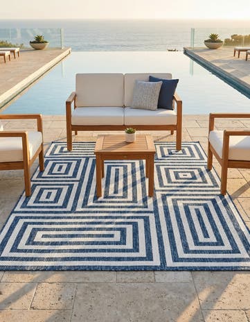 5' 3 x 7' Easy-Clean Modern Indoor / Outdoor Rug