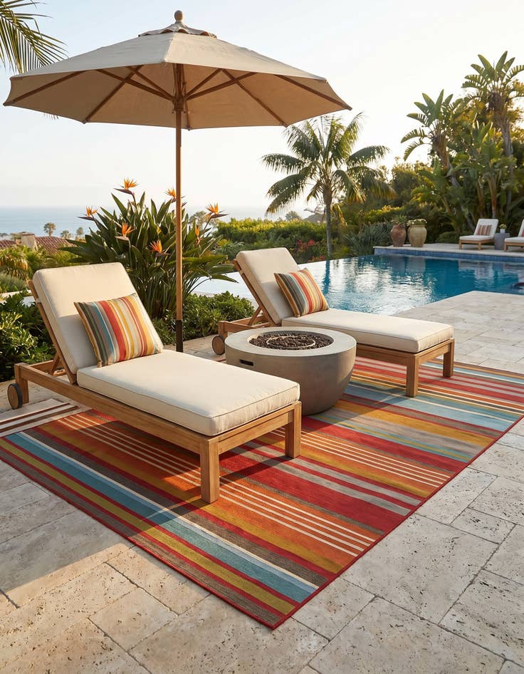 Detail image of 5' 3 x 8' Easy-Clean Modern Indoor / Outdoor Rug