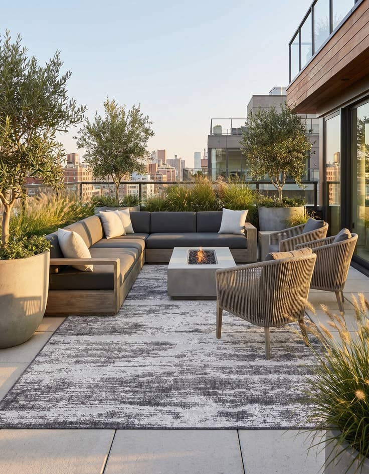 Detail image of 5' 3 x 8' Easy-Clean Modern Indoor / Outdoor Rug