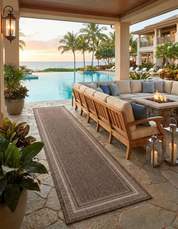 Detail image of 2' 7 x 12' Easy-Clean Border Indoor / Outdoor Runner Rug