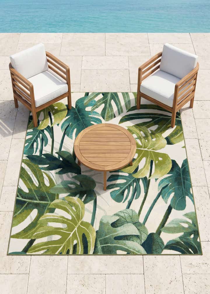 6' x 6' Easy-Clean Botanical Indoor / Outdoor Square Rug