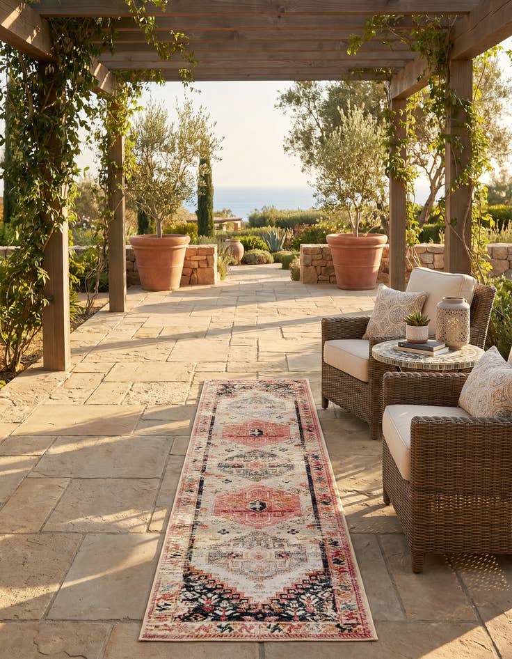 Detail image of 2' x 8' Easy-Clean Traditional Indoor / Outdoor Runner Rug