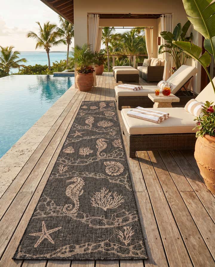 2' 7 x 12' Easy-Clean Coastal Indoor / Outdoor Runner Rug