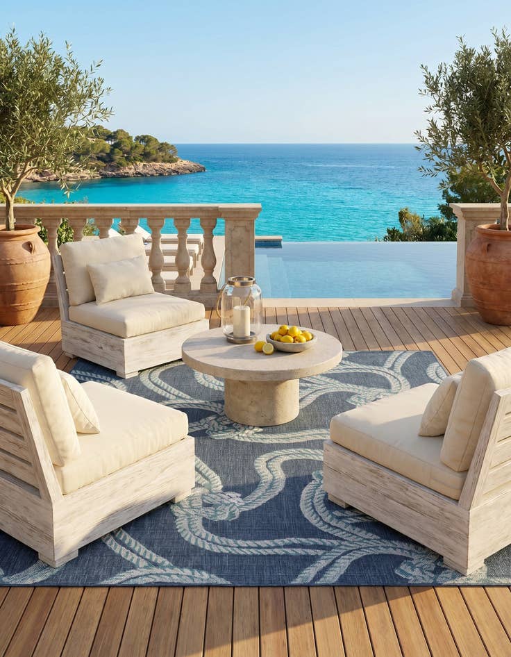 Detail image of 7' 10 x 7' 10 Easy-Clean Coastal Indoor / Outdoor Square Rug