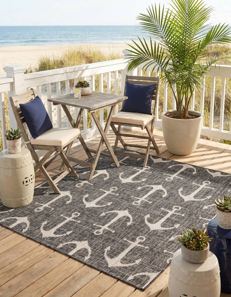 Detail image of 5' 3 x 5' 3 Easy-Clean Coastal Indoor / Outdoor Square Rug