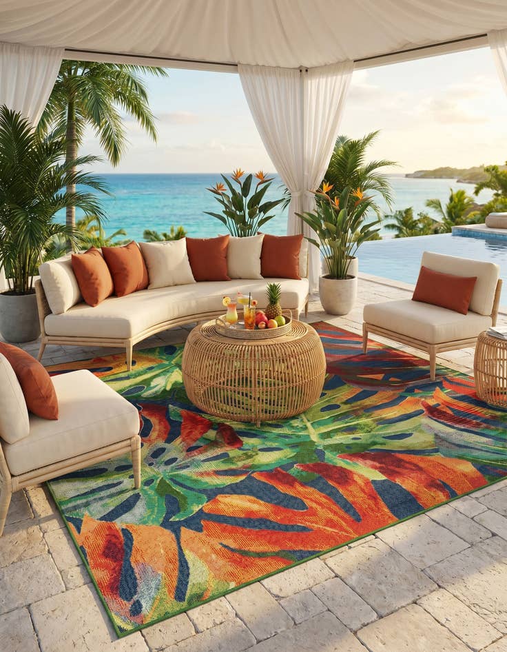 Detail image of 10' x 10' Easy-Clean Baja Indoor / Outdoor Square Rug