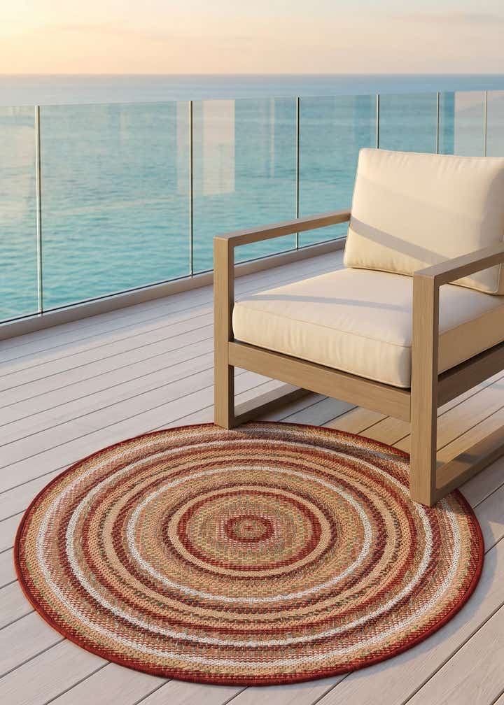 3' 3 x 3' 3 Easy-Clean Baja Indoor / Outdoor Round Rug