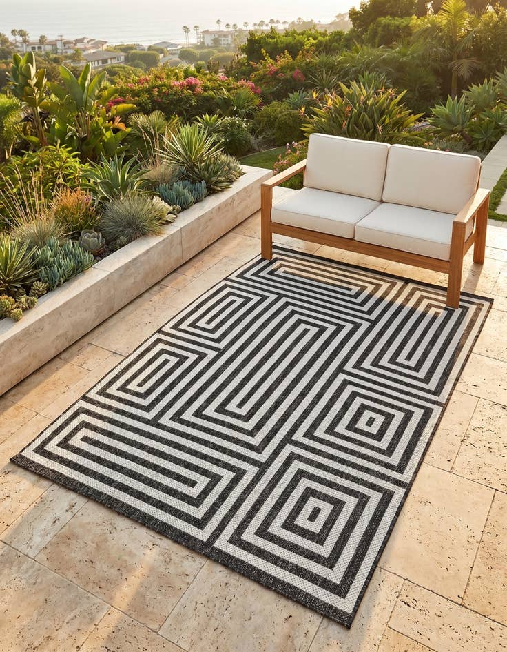 Detail image of 5' 3 x 8' Easy-Clean Modern Indoor / Outdoor Rug