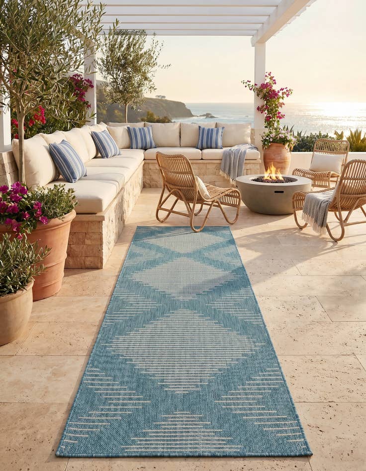 Detail image of 2' x 8' Easy-Clean Modern Indoor / Outdoor Runner Rug