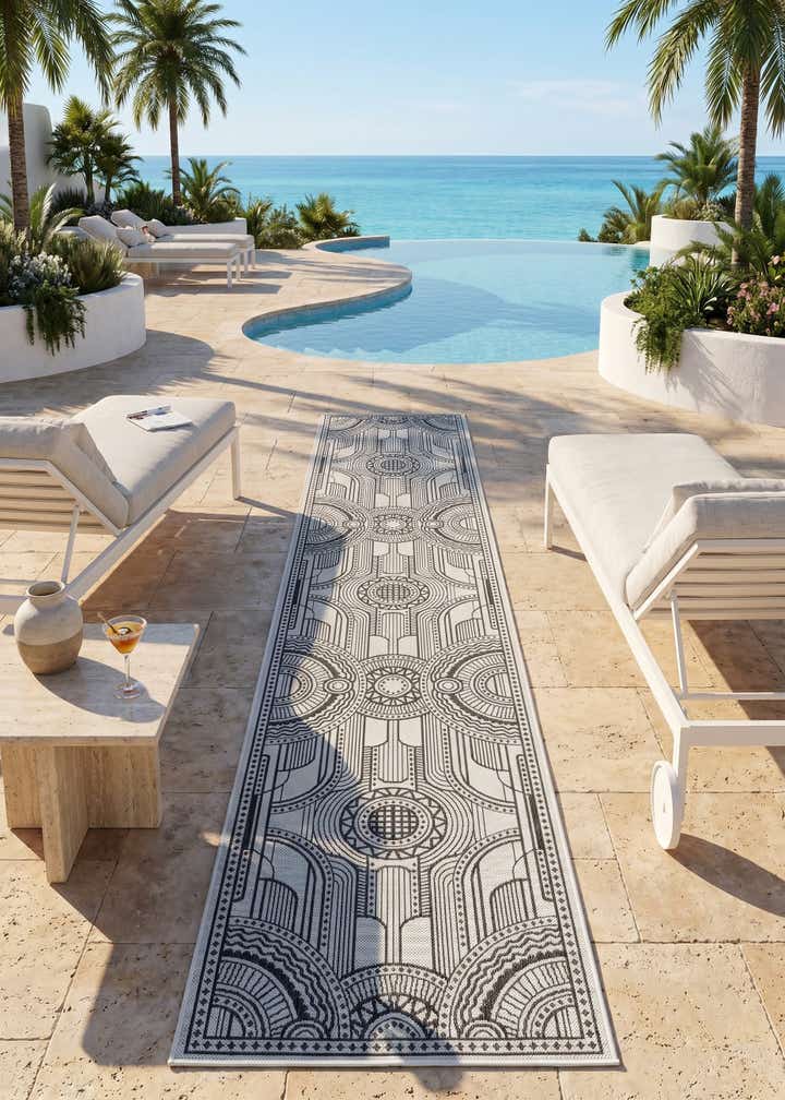 2' 7 x 12' Easy-Clean Traditional Indoor / Outdoor Runner Rug